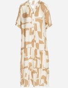 j&x Rochie bej din viscoză cu Model Geometric Filarin