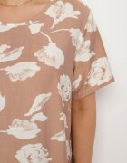 j&x Rochie bej închis dreaptă de viscoză cu imprimeu floral Aranessa