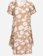 j&x Rochie bej închis dreaptă de viscoză cu imprimeu floral Aranessa