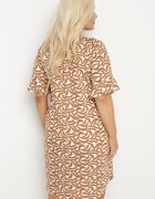 j&x Rochie bej închisă din Viscoză cu Croi tip Box cu Model Abstract Koririanne