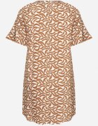 j&x Rochie bej închisă din Viscoză cu Croi tip Box cu Model Abstract Koririanne