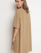 j&x Rochie Bej închisă Dreaptă cu nasturi și broderii decorative Jenivanea