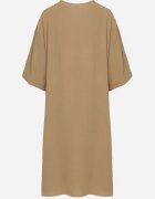 j&x Rochie Bej închisă Dreaptă cu nasturi și broderii decorative Jenivanea