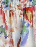 j&x Rochie Bej-Roz Vascoză cu Imprimeu Floral cu Bretele Volan și Centură din Material Moemia