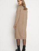 j&x Rochie bej tricotată croi drept din bumbac și lână decorată cu fermoar Reimia