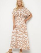 j&x Rochie Bej Vâscoasă cu Croială tip Cămașă cu Elastic în Talie Mevolirae
