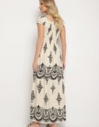 j&x Rochie Bej Vâscoză cu Top Drapat și Model Boho Ellifae