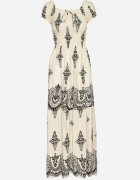j&x Rochie Bej Vâscoză cu Top Drapat și Model Boho Ellifae
