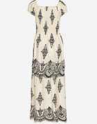 j&x Rochie Bej Vâscoză cu Top Drapat și Model Boho Ellifae