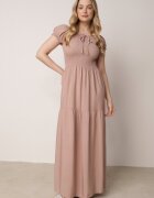 j&x Rochie Bej Viscoză Stil Spaniol Cu Top Încrețit Jenanira