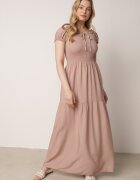 j&x Rochie Bej Viscoză Stil Spaniol Cu Top Încrețit Jenanira