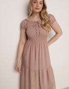 j&x Rochie Bej Viscoză Stil Spaniol Cu Top Încrețit Jenanira
