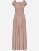 j&x Rochie Bej Viscoză Stil Spaniol Cu Top Încrețit Jenanira