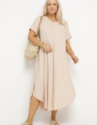 j&x Rochie bejă evazată din Bumbac Elzedia