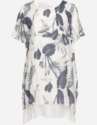 j&x Rochie Bleumarin-Albă cu Flori cu Căptușeală de Bumbac Mailionis
