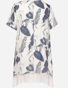 j&x Rochie Bleumarin-Albă cu Flori cu Căptușeală de Bumbac Mailionis
