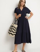 j&x Rochie Bleumarin cu In și Viscoză Decorată cu Nod Elliova