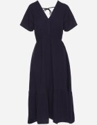 j&x Rochie Bleumarin cu In și Viscoză Decorată cu Nod Elliova