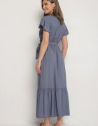 j&x Rochie Bleumarin din Viscoză cu decolteu petrecut cu centură Savorlisse
