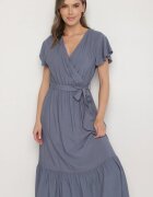 j&x Rochie Bleumarin din Viscoză cu decolteu petrecut cu centură Savorlisse