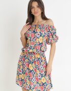 j&x Rochie Bleumarin-Galbenă Spaniolă cu elastic în talie Cedrinth