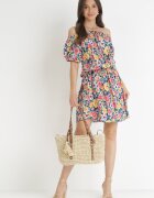 j&x Rochie Bleumarin-Galbenă Spaniolă cu elastic în talie Cedrinth