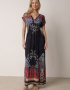 j&x Rochie Bleumarin Petrecută cu Model Etnic Matanira