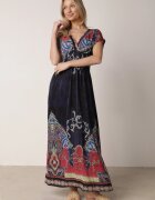 j&x Rochie Bleumarin Petrecută cu Model Etnic Matanira