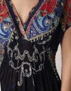 j&x Rochie Bleumarin Petrecută cu Model Etnic Matanira