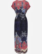 j&x Rochie Bleumarin Petrecută cu Model Etnic Matanira