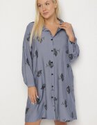 j&x Rochie bleumarin tip cămașă cu nasturi și mâneci reglabile Xatella