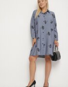 j&x Rochie bleumarin tip cămașă cu nasturi și mâneci reglabile Xatella