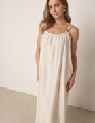 j&x Rochie boho boxy din vâscoză pe bretele cu mărgele decorative Erane Bej