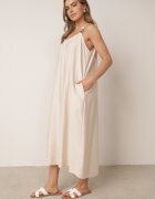 j&x Rochie boho boxy din vâscoză pe bretele cu mărgele decorative Erane Bej