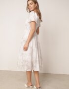 j&x Rochie brodată tip hispanică din vâscoză cu mâneci bufante Evina Gri deschis