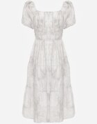 j&x Rochie brodată tip hispanică din vâscoză cu mâneci bufante Evina Gri deschis