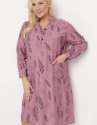 j&x Rochie-cămașă Ciemnoróżowa cu Nasturi la Decolteu cu Mâneci Suflecate Ketella