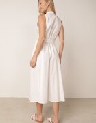 j&x Rochie-cămașă din bumbac decorată cu dungi Selantei Albă