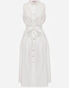 j&x Rochie-cămașă din bumbac decorată cu dungi Selantei Albă