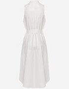 j&x Rochie-cămașă din bumbac decorată cu dungi Selantei Albă