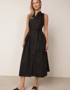 j&x Rochie-cămașă din bumbac decorată cu dungi Selantei Neagră