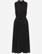 j&x Rochie-cămașă din bumbac decorată cu dungi Selantei Neagră