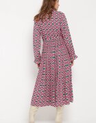 j&x Rochie-cămașă Fucsia Evazată cu Imprimeu Geometric Larissam
