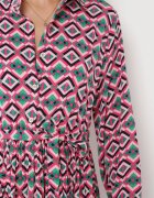 j&x Rochie-cămașă Fucsia Evazată cu Imprimeu Geometric Larissam