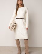 j&x Rochie clasică tricotată cu lână în relief împletit Smalt Bej deschis