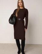 j&x Rochie clasică tricotată cu lână în relief împletit Smalt Maro