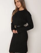 j&x Rochie clasică tricotată cu lână în relief împletit Smalt Neagră