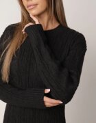 j&x Rochie clasică tricotată cu lână în relief împletit Smalt Neagră