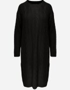j&x Rochie clasică tricotată cu lână în relief împletit Smalt Neagră