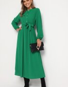 j&x Rochie Cloche Verde Maxi cu tiv plisat și curea legată Nollira